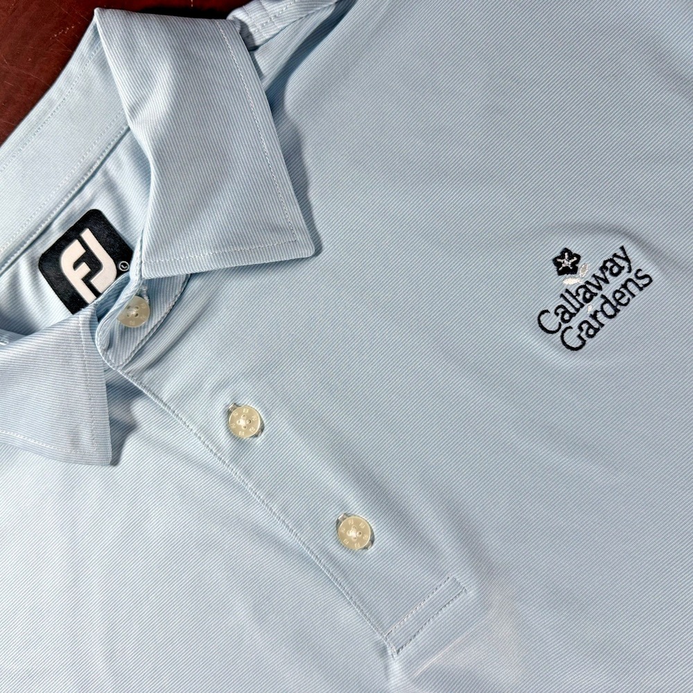 FootJoy Polo Shirt Mens L Blue Callaway Gardens Striped Golf Performance EUC